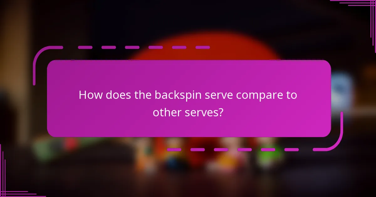 How does the backspin serve compare to other serves?