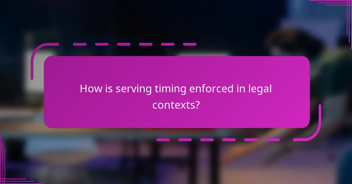 How is serving timing enforced in legal contexts?